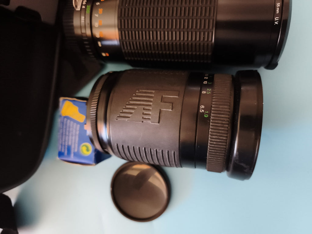 Lot caméra Panasonic caméra Super 8, 3 objectifs zoom, sacoche Hama