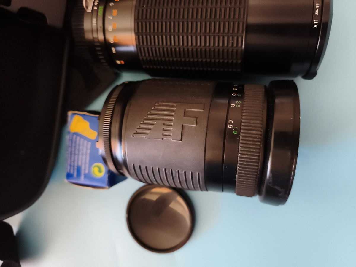 Lot caméra Panasonic caméra Super 8, 3 objectifs zoom, sacoche Hama