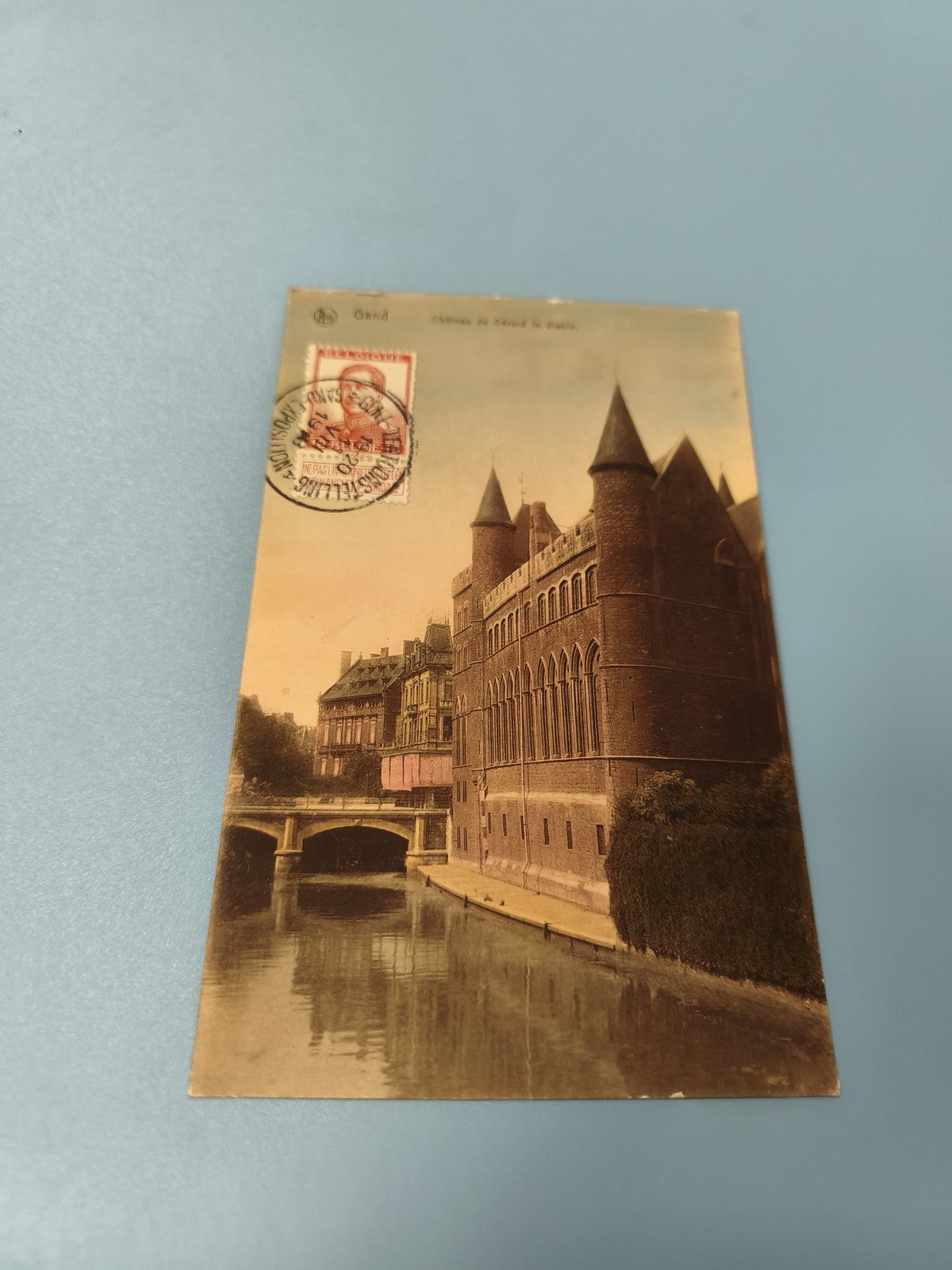 Carte postale ancienne CPA Gand château canal timbre collection vintage