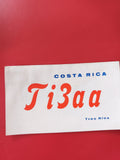 Carte radio Ti3aa Costa Rica Tres Rios radioamateur indicatif rouge et blanc