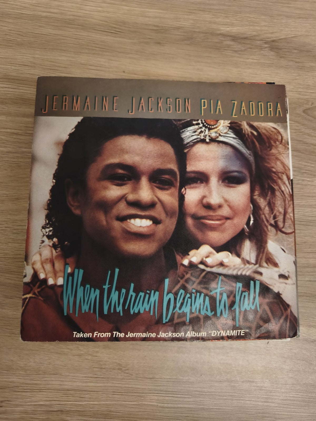 Vinyle 45T Jermaine Jackson Pia Zadora When the Rain Begins to Fall pochette cou
