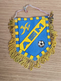 Fanion vintage ASM football rétro bleu jaune, ancien club, objet déco rare