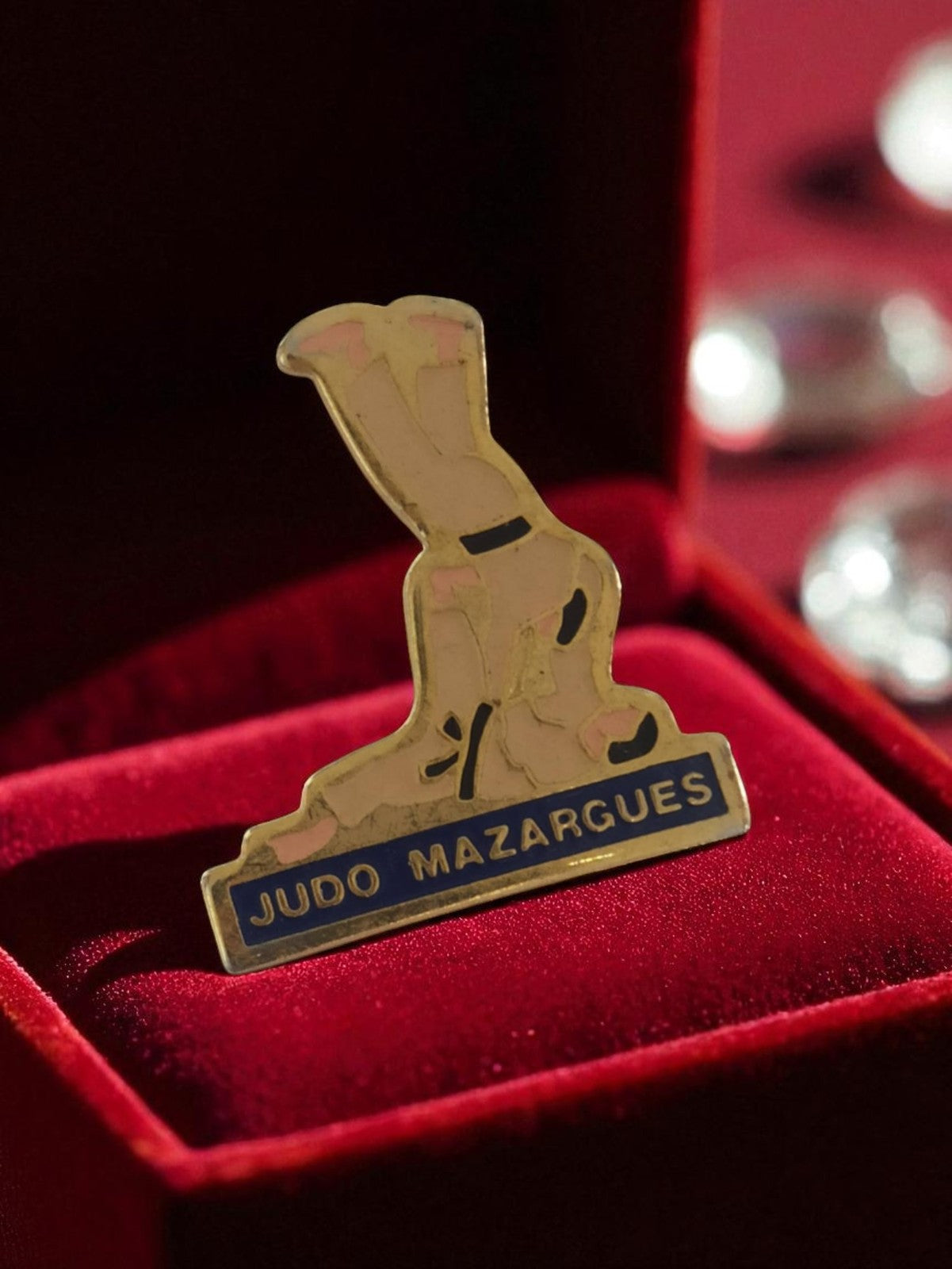 Pin's ancien publicitaire judo Mazargues vintage collection sport arts martiaux
