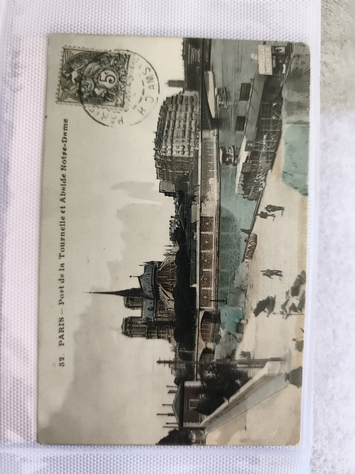 Carte postale Paris Notre-Dame Port de la Tournelle CPA timbre 5c début XXe