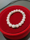 Bracelet vintage perles roses pierres naturelles, bijou rétro ancien