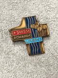 Médaille croix Suisse Romande Lourdes émail ancien insigne religieux vintage