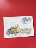 Carte postale philatélie diligence Paris-Lyon timbre 220 chevaux décor couleur