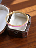 Bracelet jonc fantaisie vintage doré rose, bijou rétro élégant