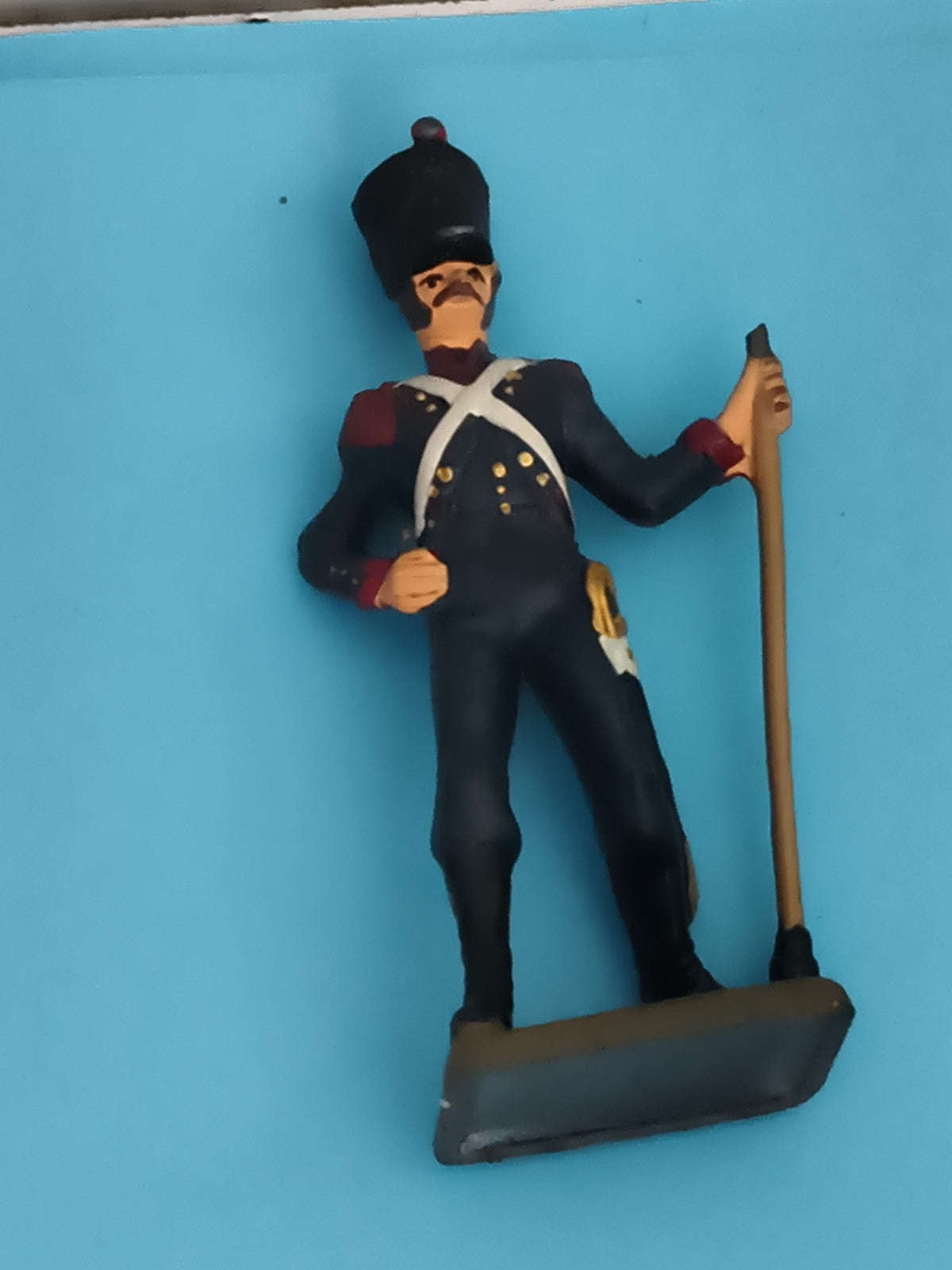 Figurine soldat ancien en plomb uniforme bleu époque XIXe peinture main