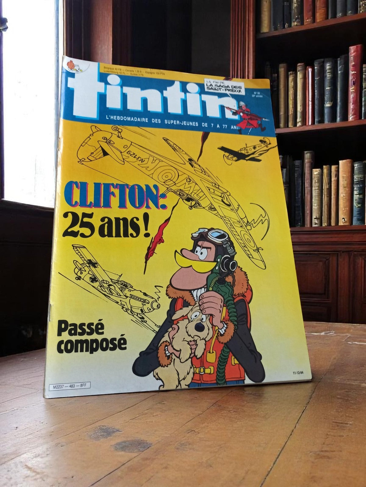 Magazine Tintin ancien Clifton 25 ans couverture jaune rétro BD vintage