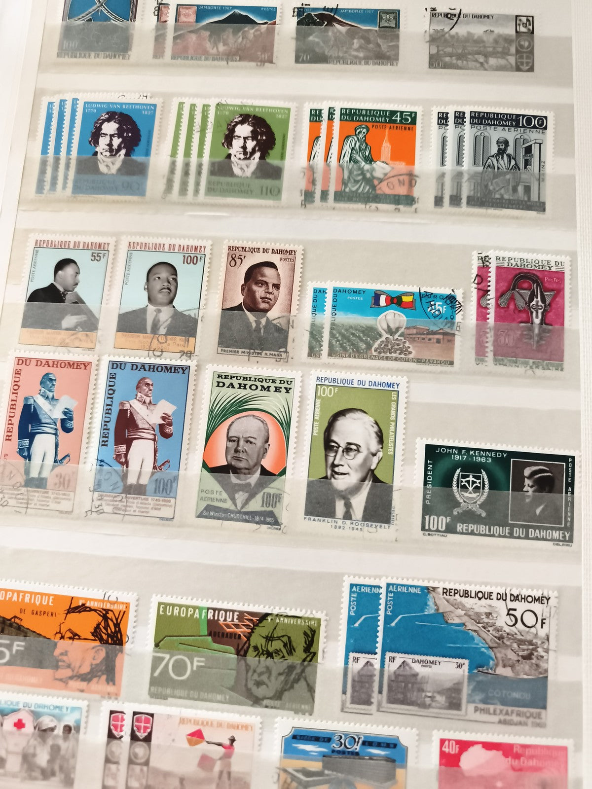 Timbres anciens République du Dahomey lot thématique Afrique personnalités