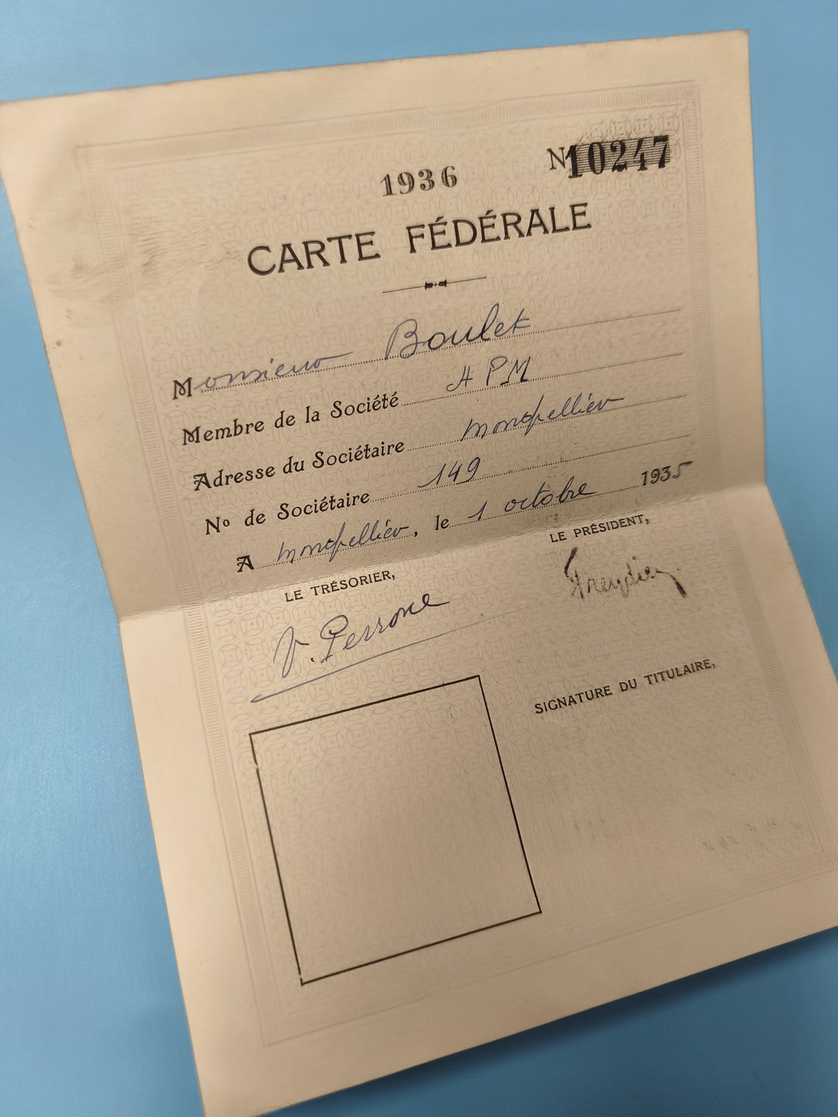 Ancienne carte fédérale philatélie 1936 vintage collection papier d'époque