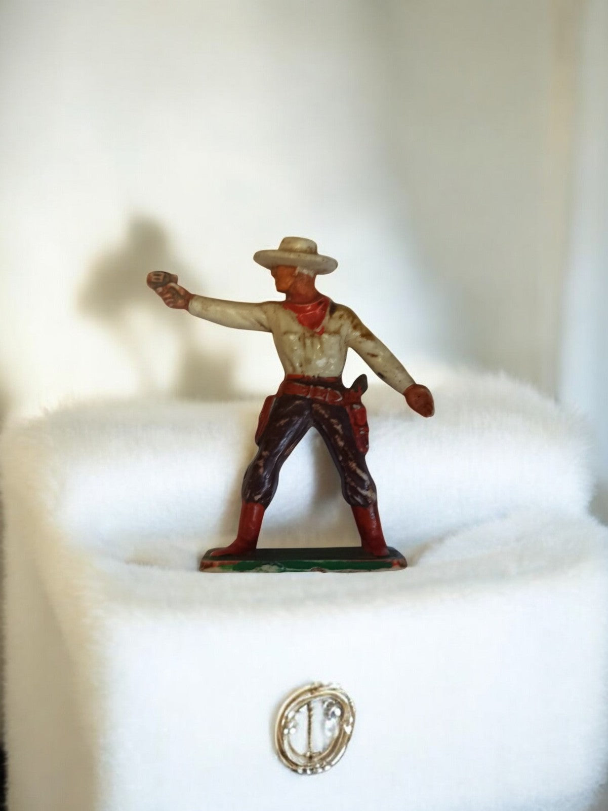 Figurine cowboy ancien Starlux vintage, statuette rétro peint main