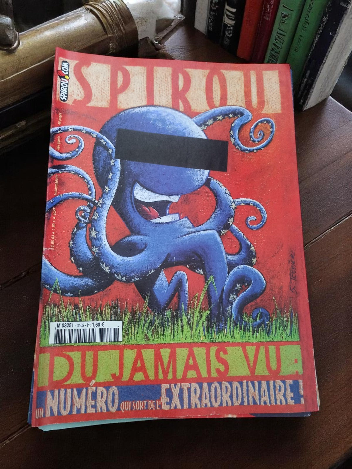 Magazine Spirou vintage rétro – Couverture poulpe – BD franco-belge rare