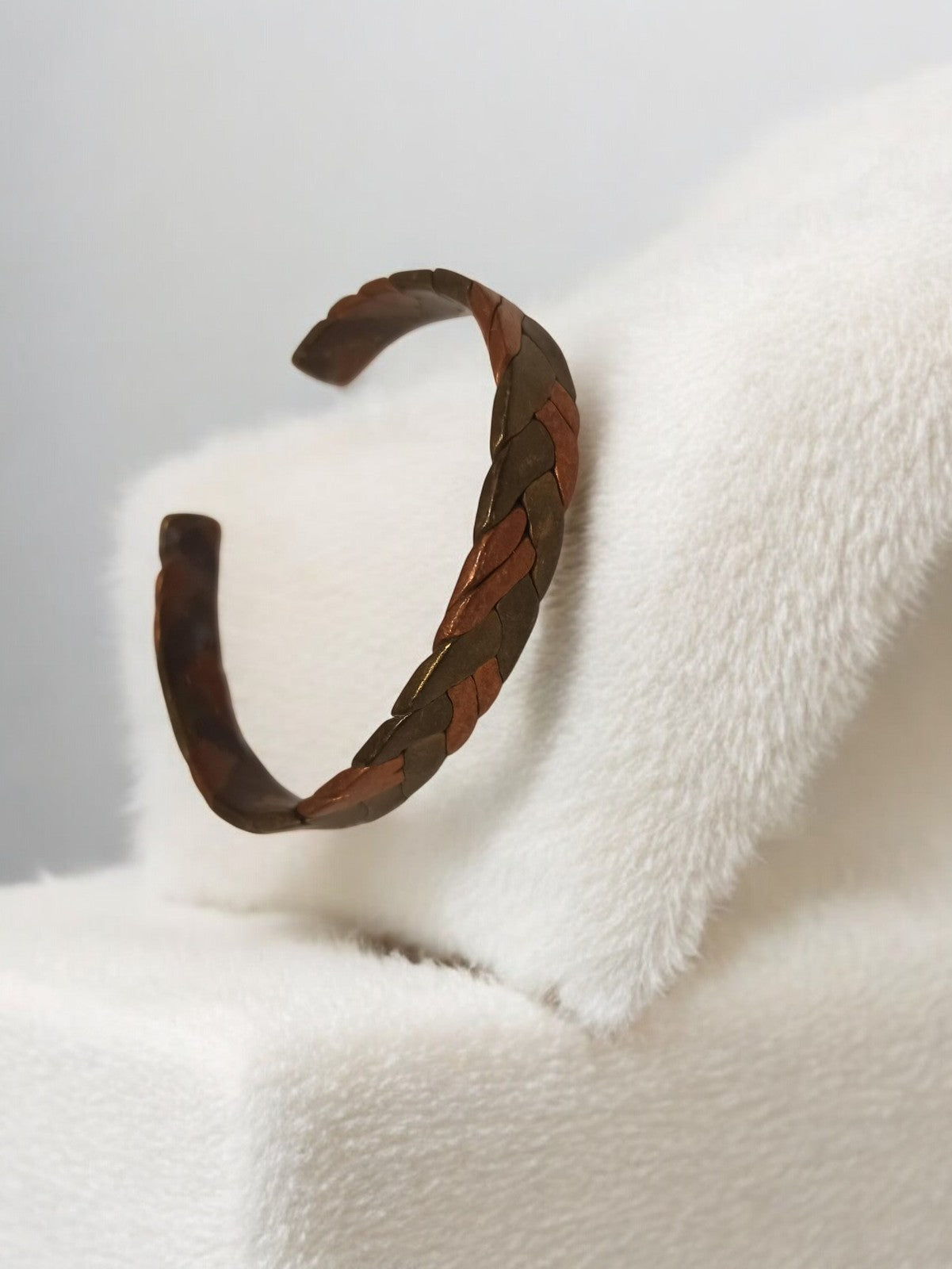 Bracelet manchette ancien bronze laiton tressé, bijou ethnique africain vintage