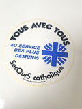 Ancien autocollant publicitaire rétro Secours Catholique grand format collection