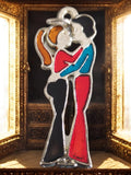 Pendentif vintage années 70 émaillé couple amoureux style rétro