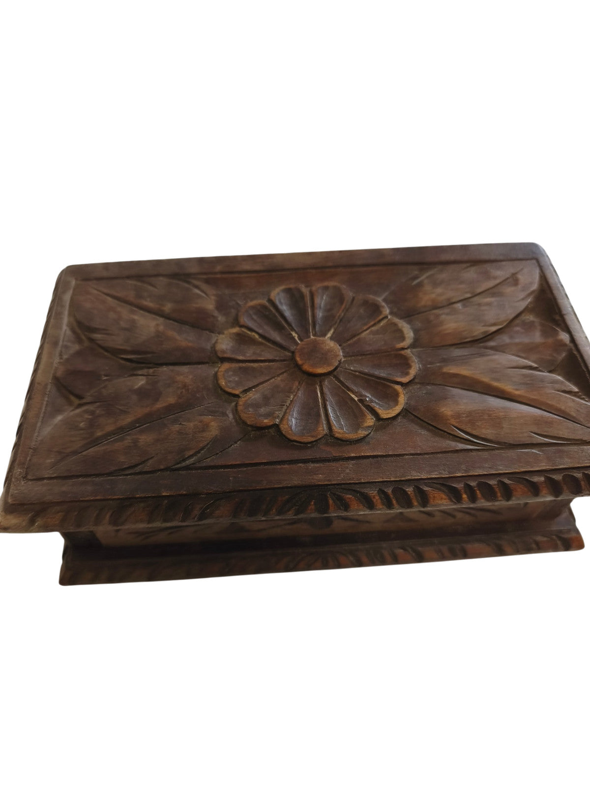 Boîte à bijoux ancienne en bois vintage rétro rangement coffret collection déco