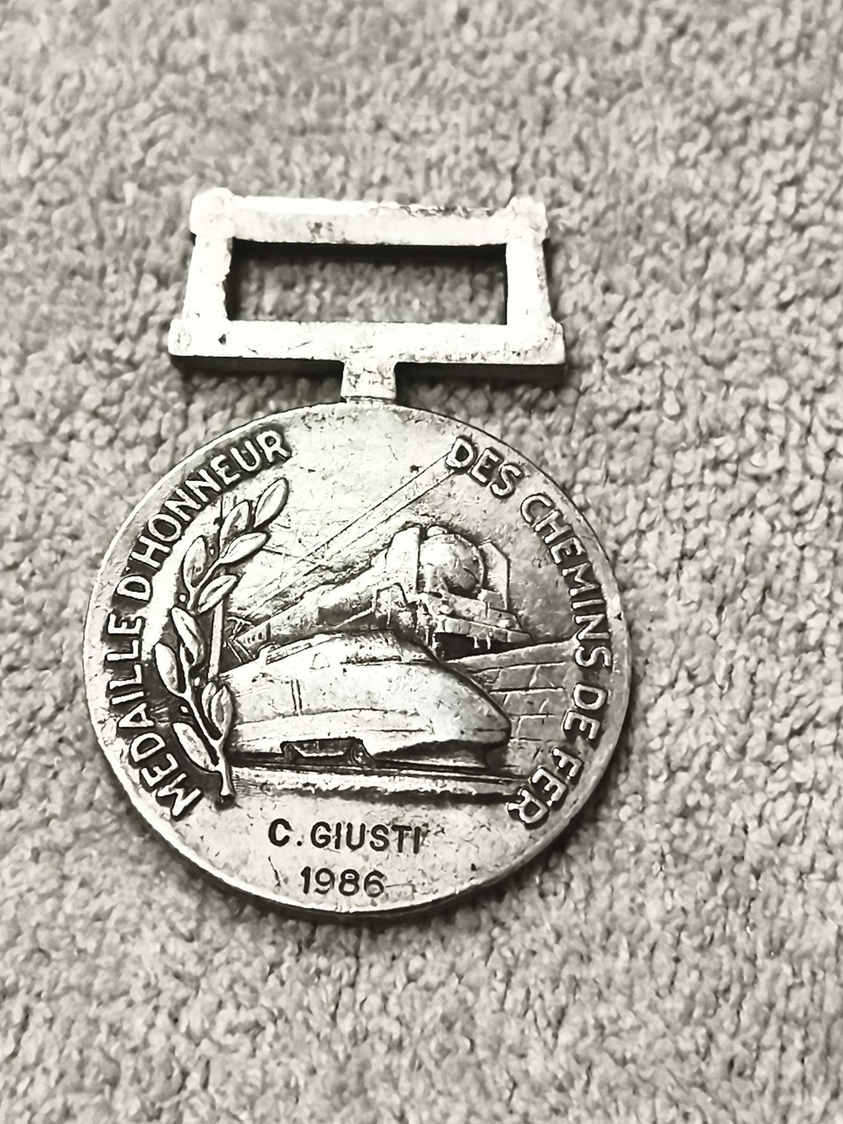 Médaille d'honneur chemins de fer 1986 C. Giusti ancienne TGV train SNCF