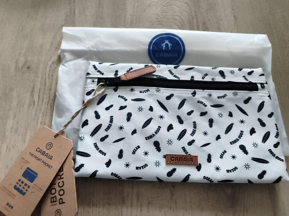 Pochette avant Cabaia Ocean Good blanc motif surf 24 cm neuve