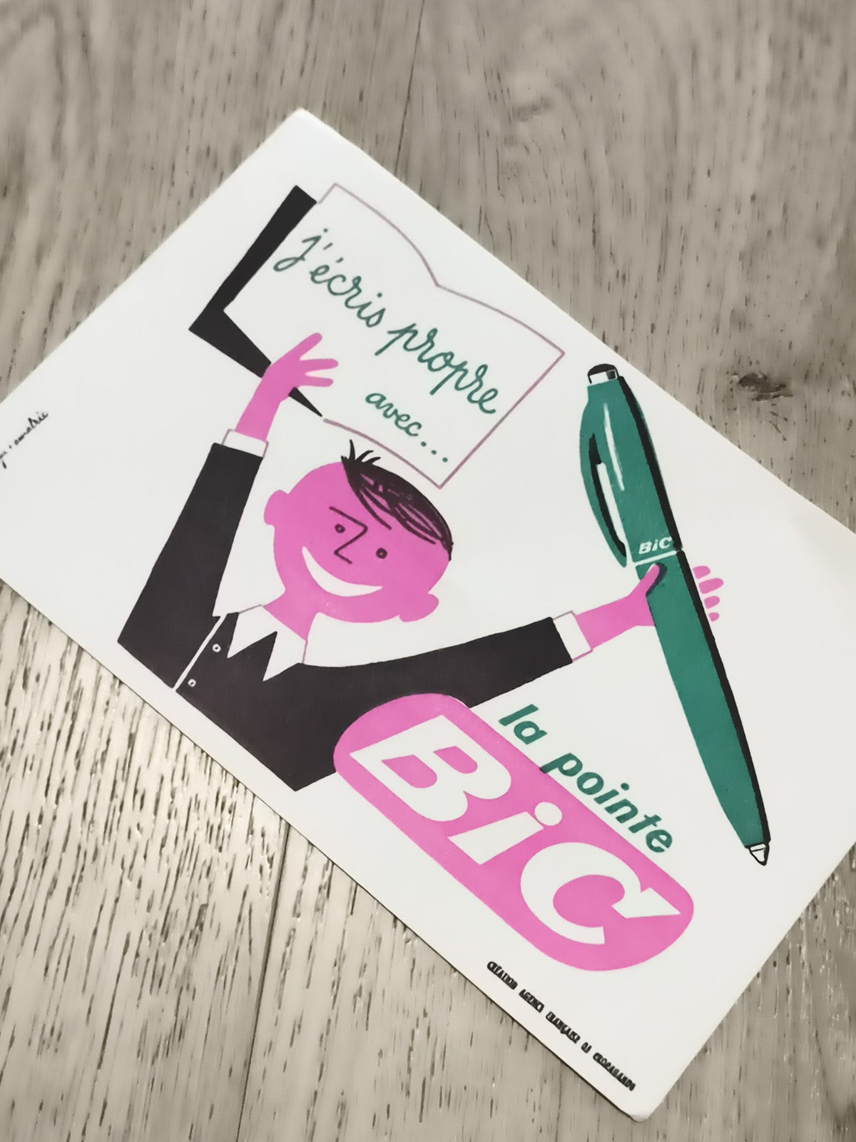 Publicité ancienne BIC la pointe, affiche illustrée vintage années 60