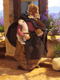 Figurine santon Devillaine femme mouton Provence robe motifs 25cm