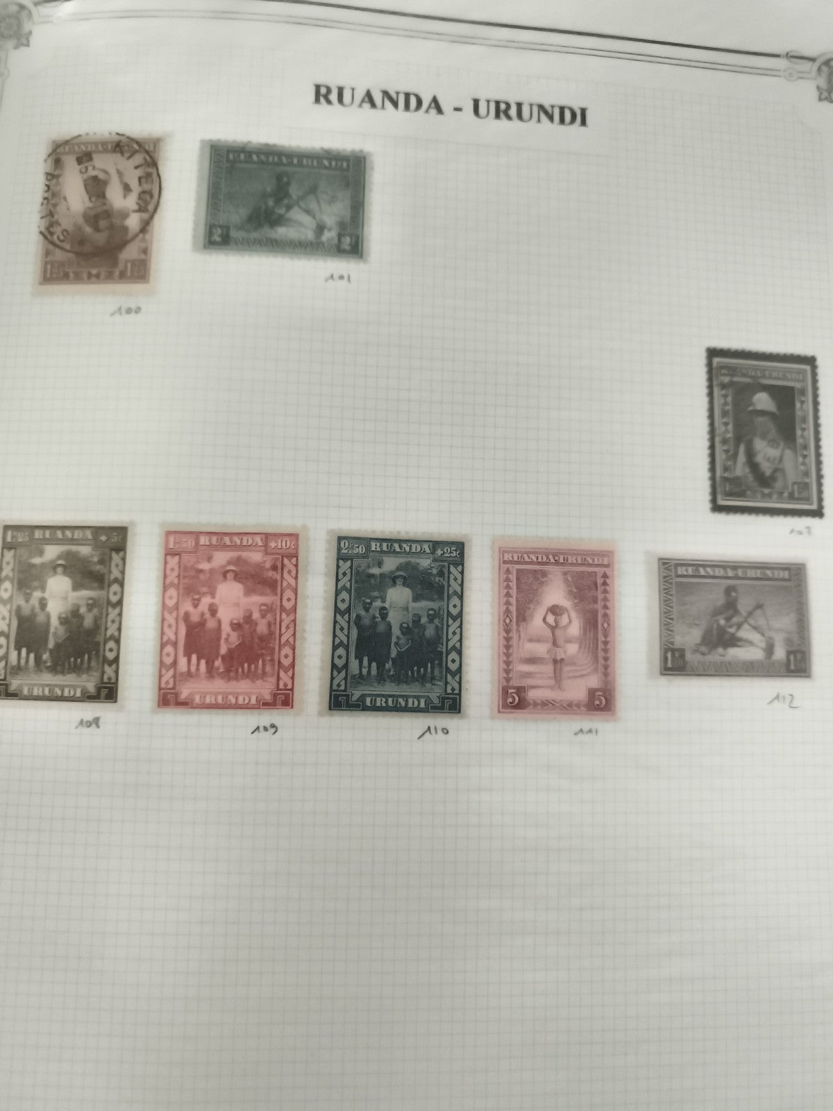 Timbres Ruanda-Urundi lot x9, thématiques coloniales, oblitérés et neufs