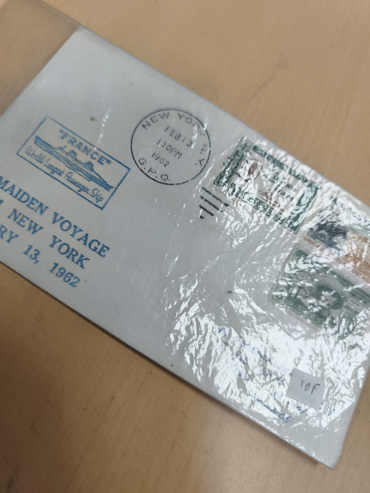 Enveloppe philatélie paquebot FRANCE 1962 cachet New York timbre USA