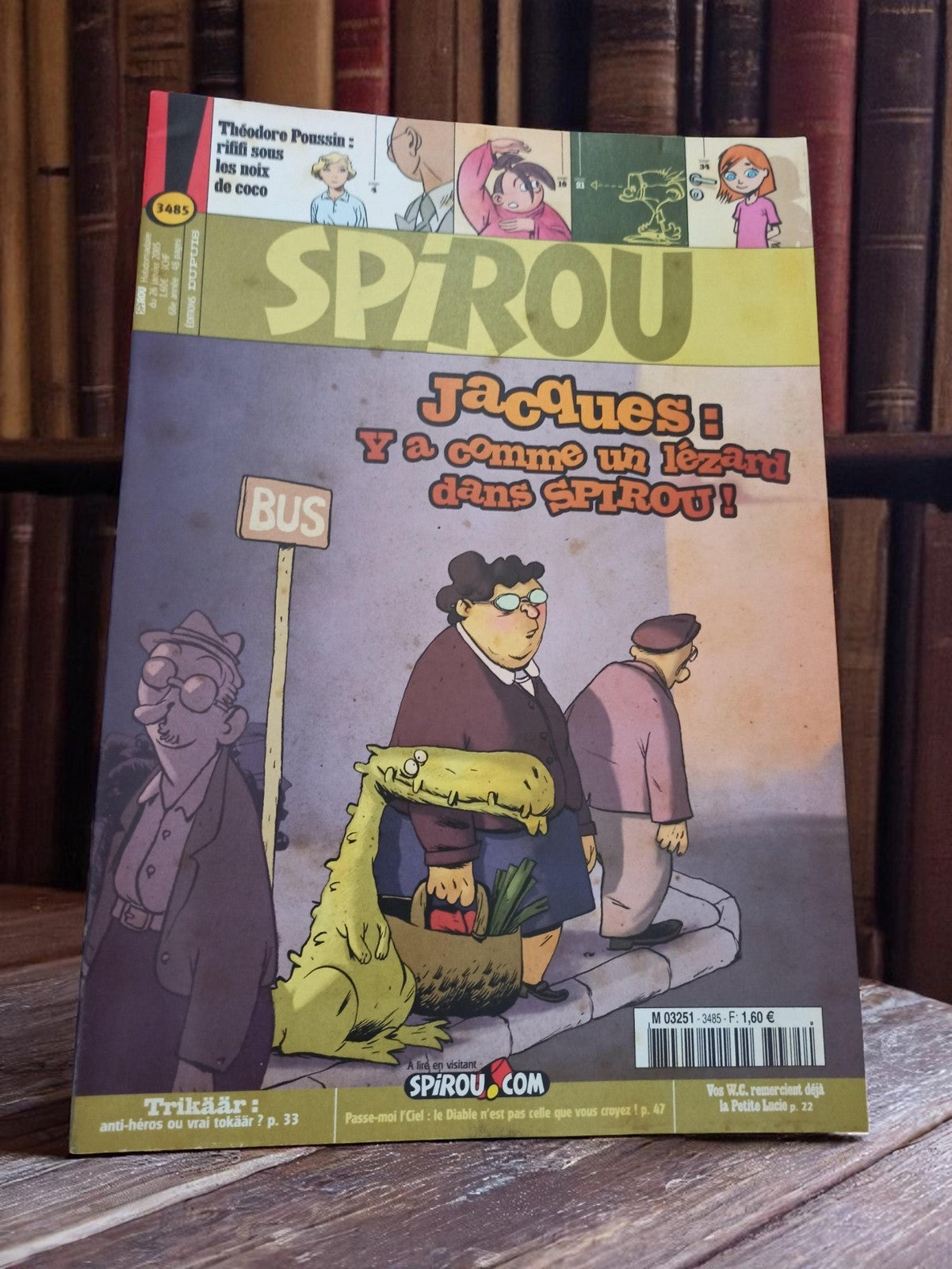 Magazine Spirou n°3485 vintage ancien BD humour couverture lézard collector