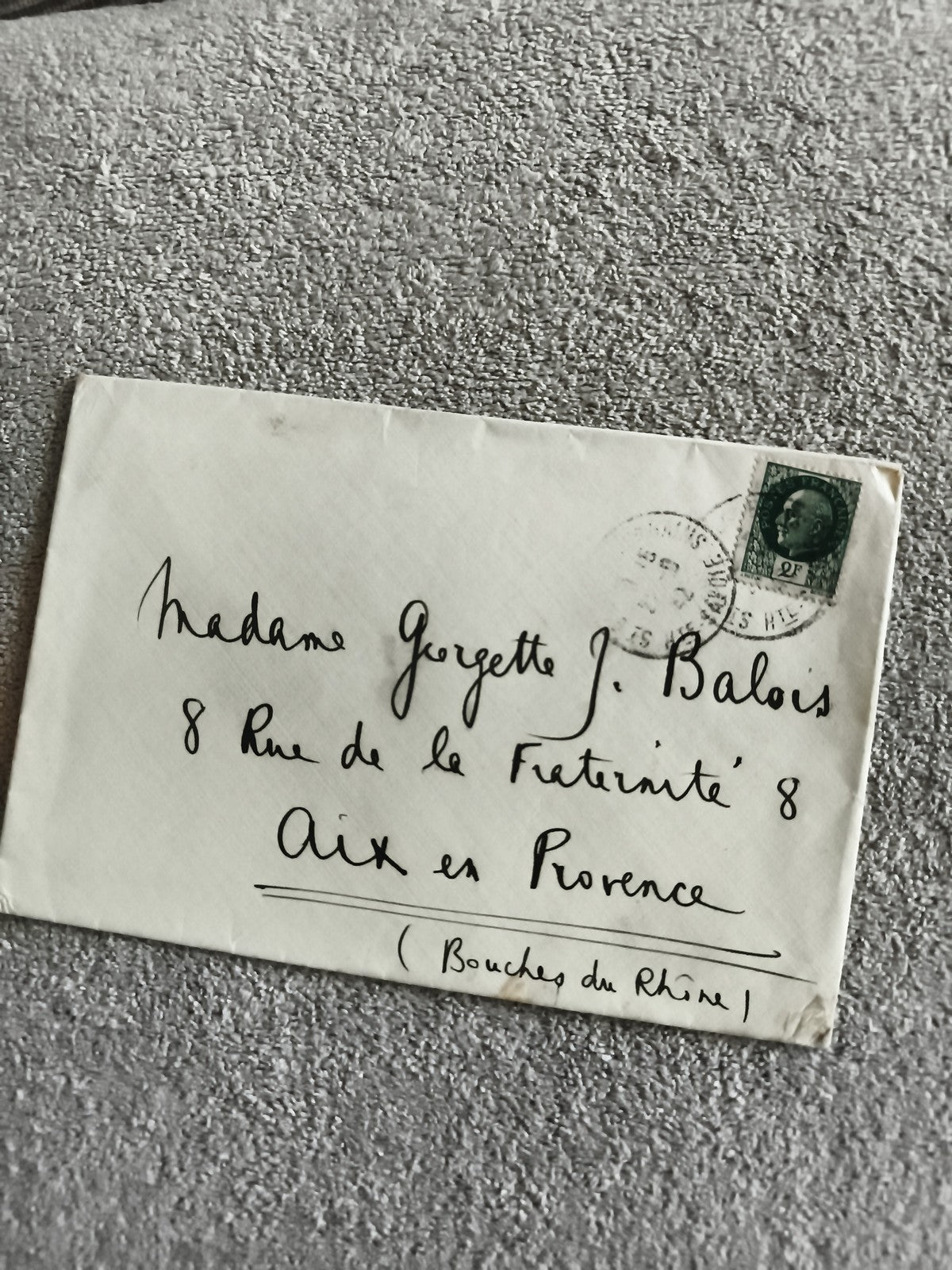 Lettre ancienne timbrée France Pétain, manuscrite, Aix-en-Provence philatélie