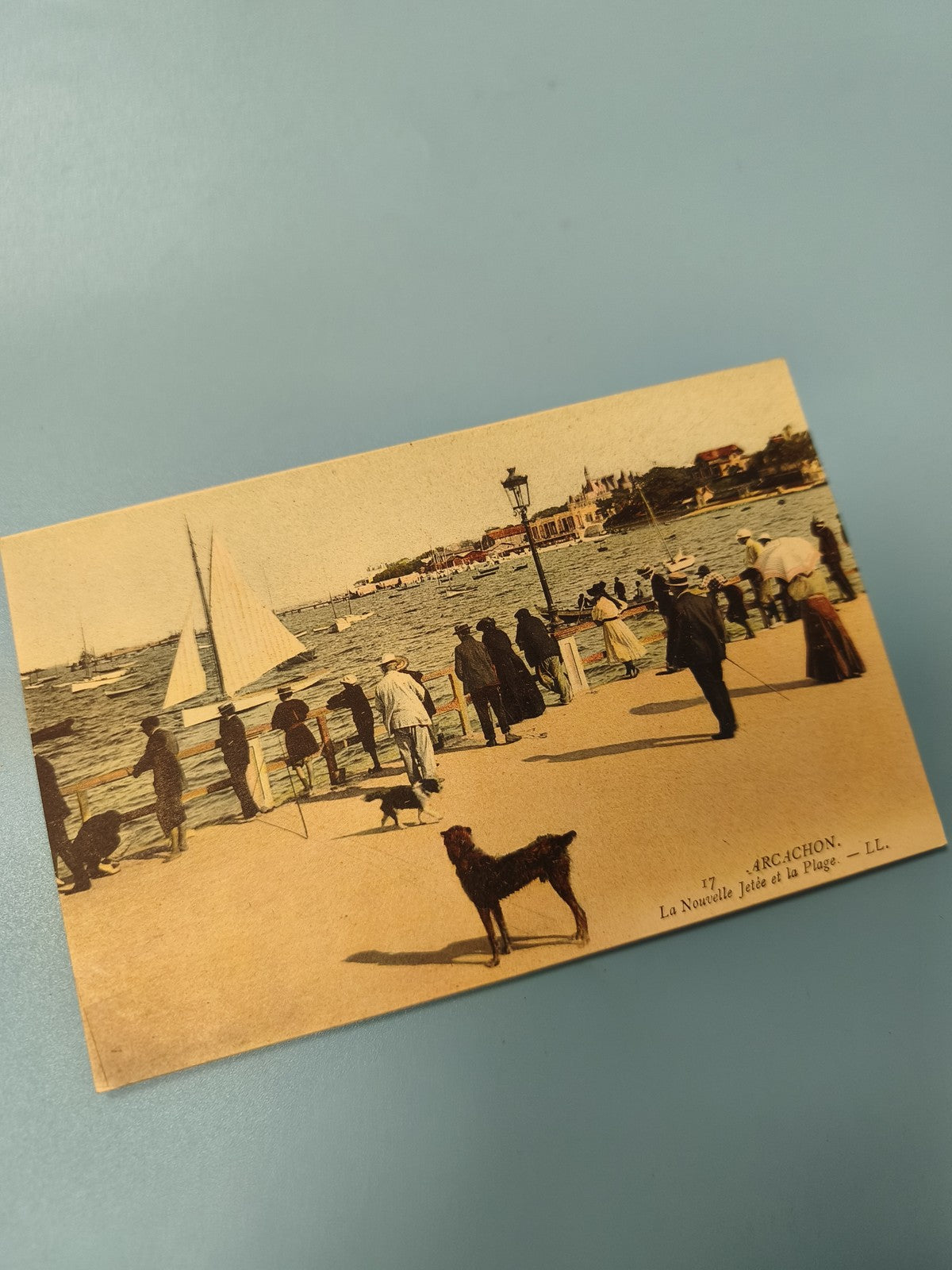 Ancienne carte postale animée Arcachon jetée plage vintage collection