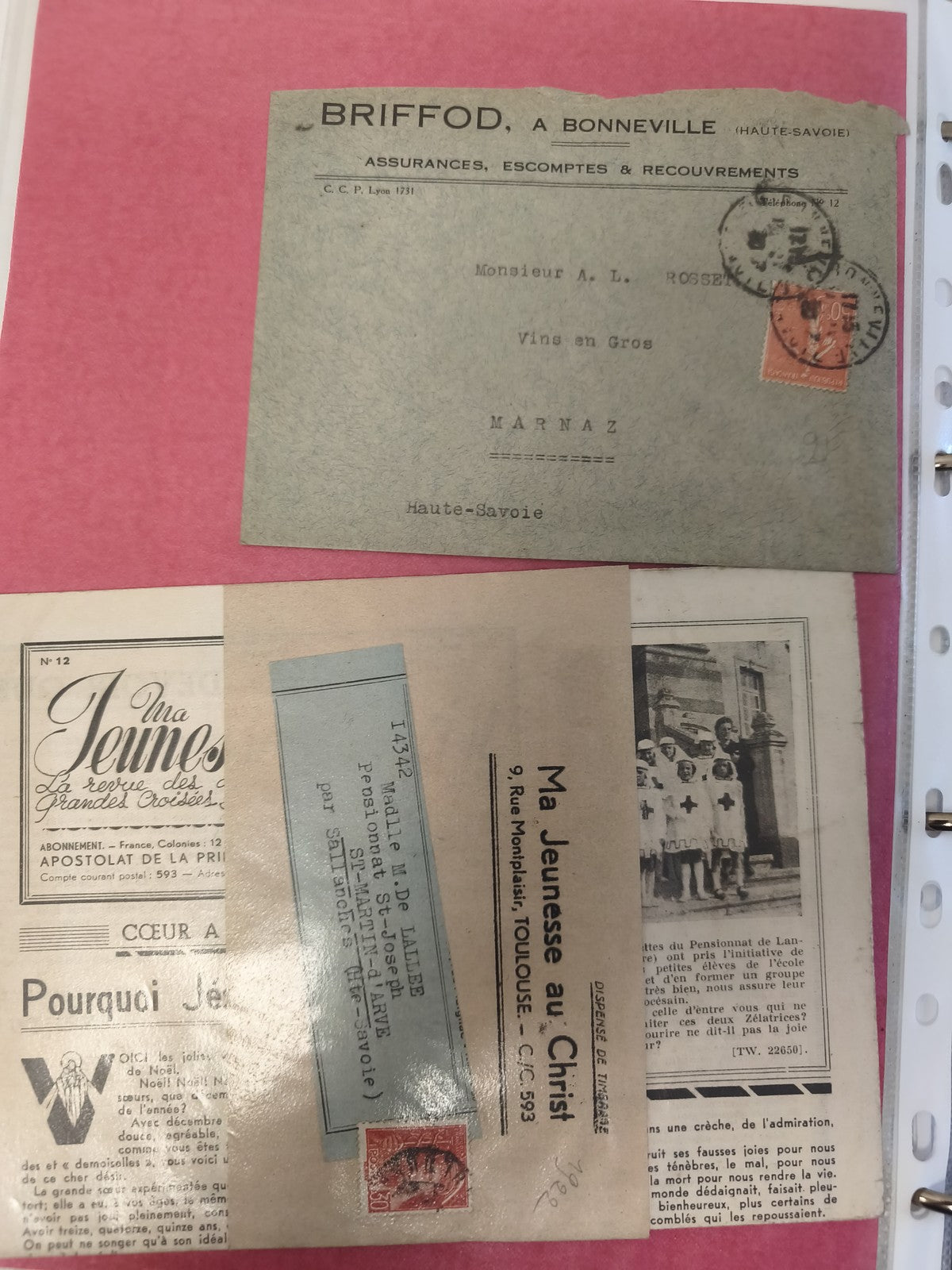 Lot anciennes enveloppes philatélie timbres oblitérés Haute-Savoie années 30-40