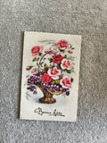 CPA Bonne Fête panier fleurs roses violettes carte postale illustrée