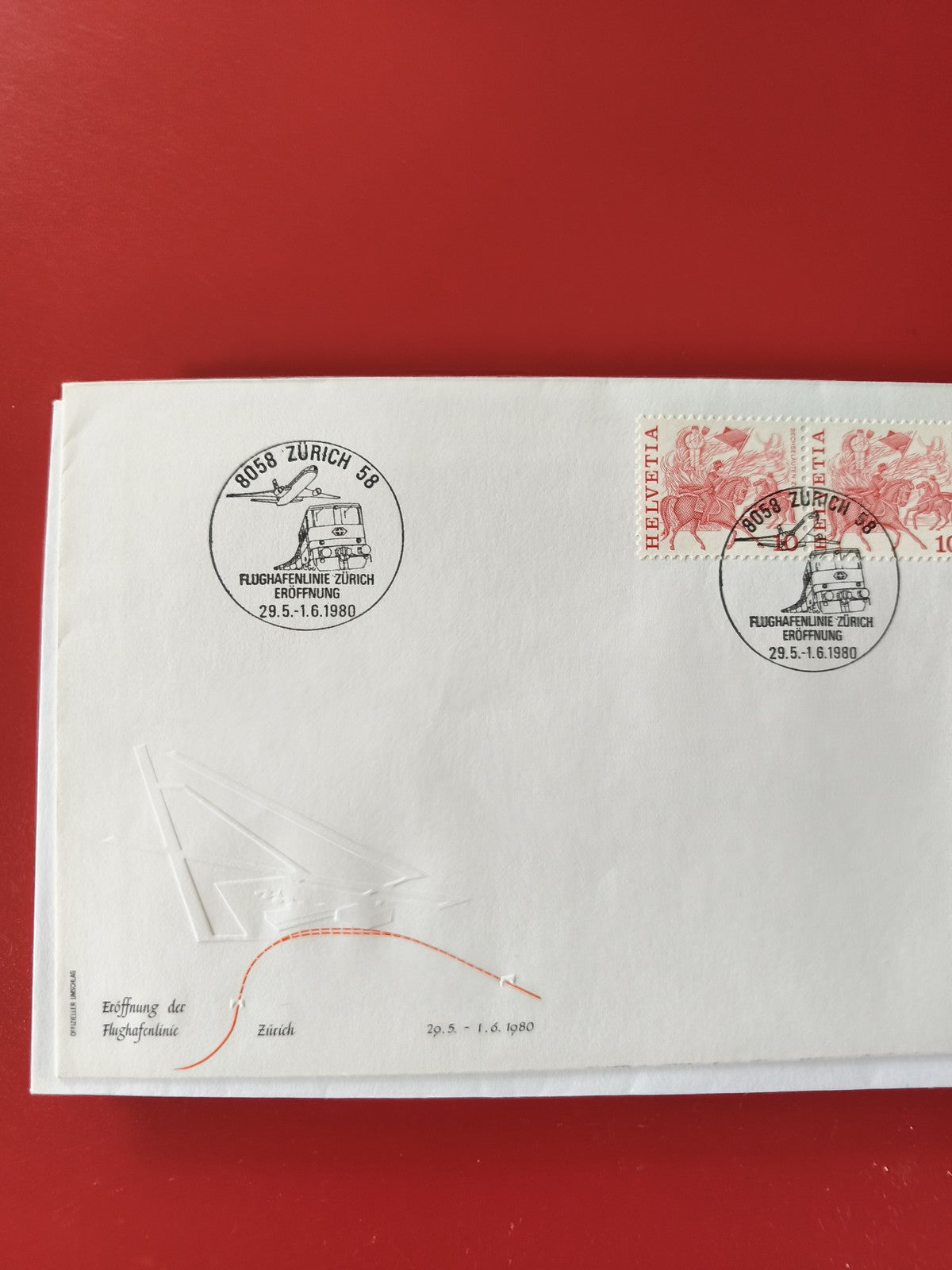 Enveloppe philatélie Zurich 1980 avec timbres Helvetia et cachets illustrés