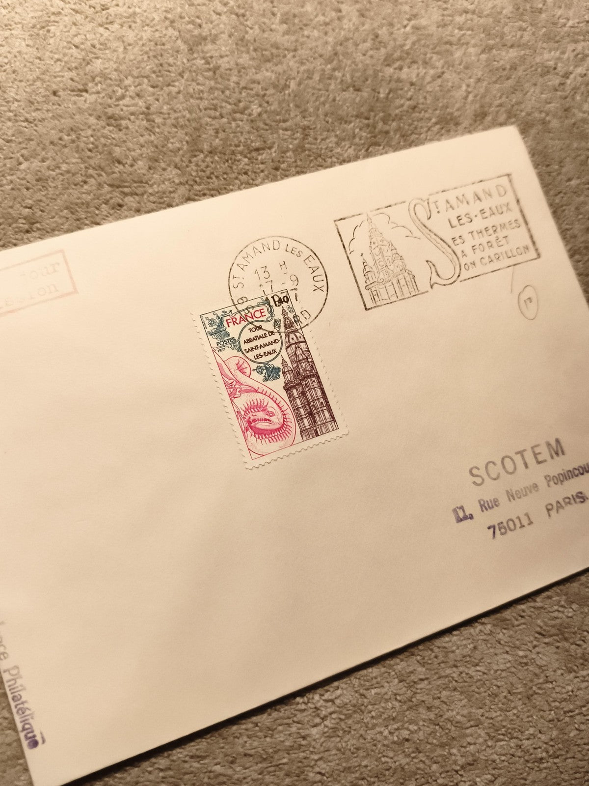 Lettre premier jour St Amand-les-Eaux timbre France oblitération philatélie (Ref