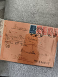 Lettre affranchie timbres Roumanie France, cachets oblitérés, enveloppe adressée