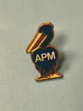 Vintage pin's APM pélican bleu doré collection badge ancien (Ref 15)