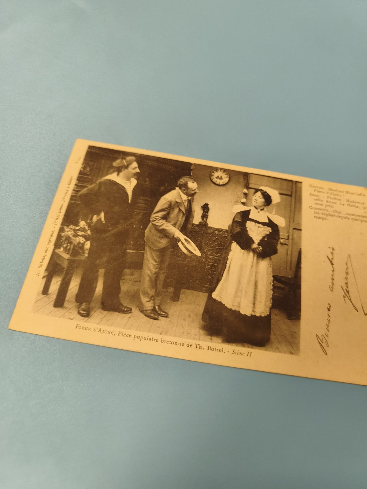 Carte postale ancienne Fleur d'Ajonc pièce bretonne scène II costumes