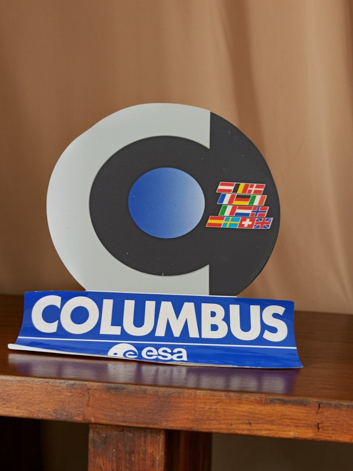 Autocollant vintage ESA Columbus – logo rétro espace, drapeaux européens