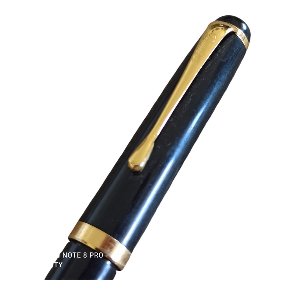 Stylo plume vintage noir et or 18k, finition docteur, rare ancien