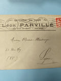 Ancienne enveloppe oblitérée 1921 Léon Parvillé Amiens Lyon philatélie vintage