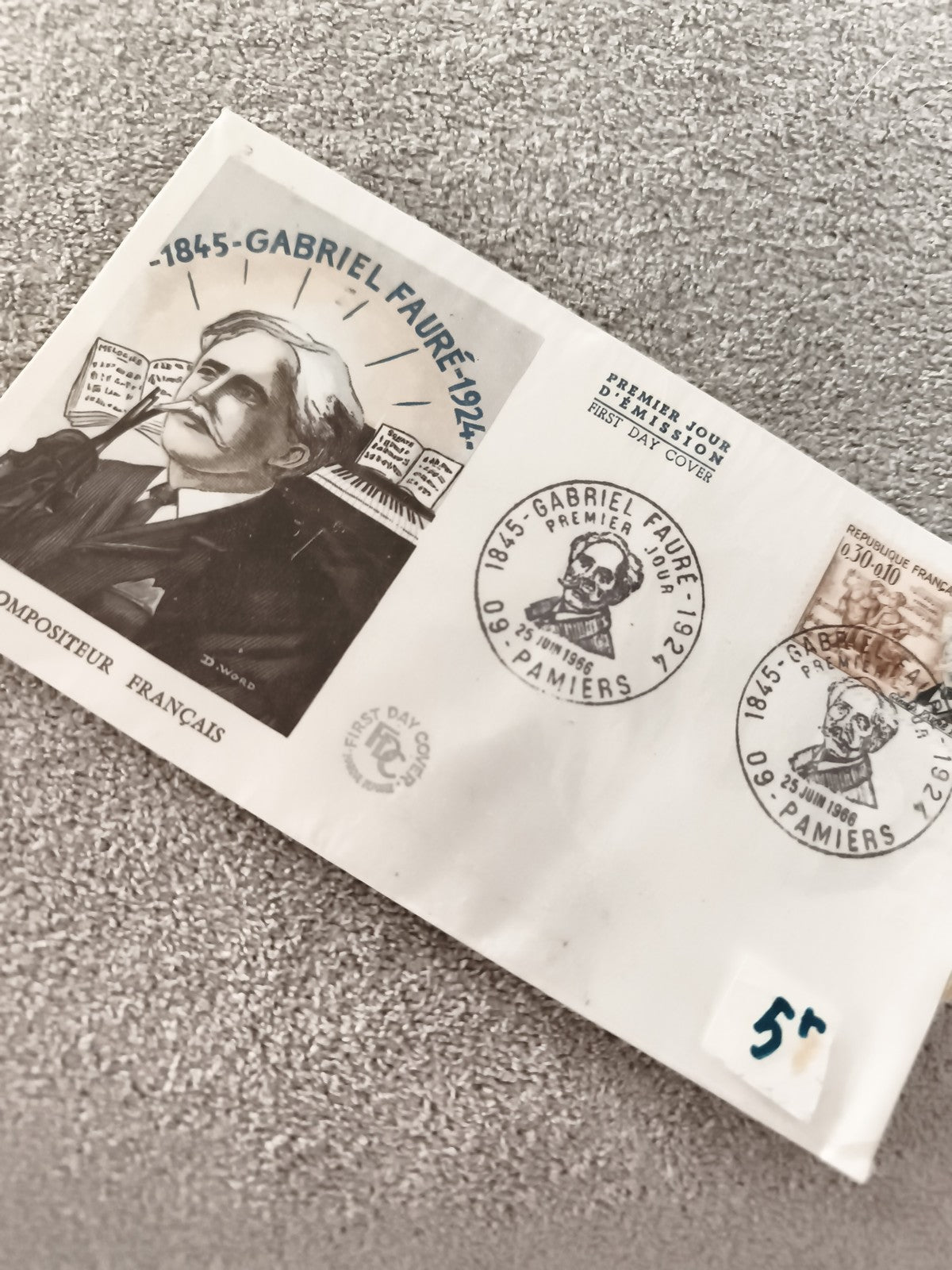Lettre Premier Jour Gabriel Fauré 1986 FDC ancien philatélie compositeur