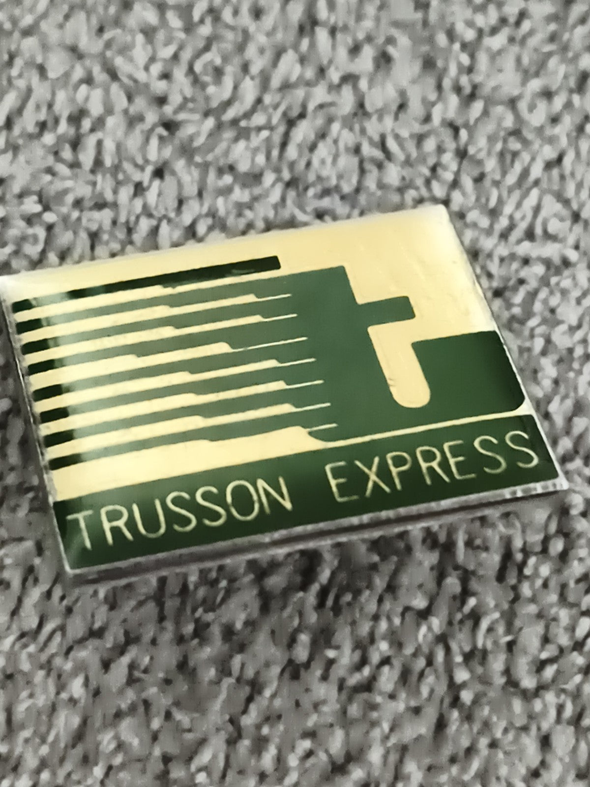 Pin's vintage Trusson Express vert doré logo transport ancien badge (Ref 8)