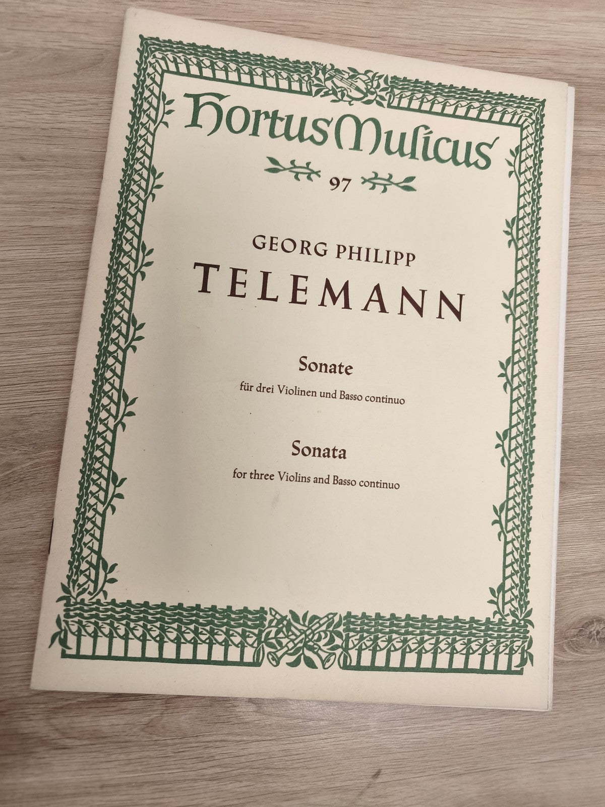 Ancien livre partitions Telemann violon piano Hortus Musicus vintage collection