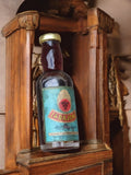 Mini flacon ancien Zabajone rétro, mignonette décorative alcool, étiquette bleu