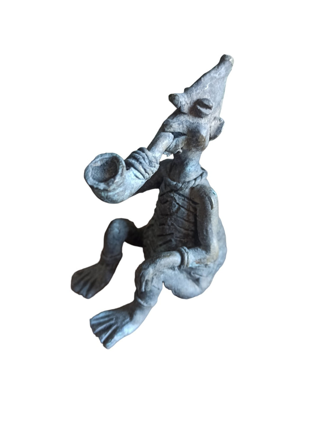 Sculpture figurative africaine bronze musicien XXe décor tribal