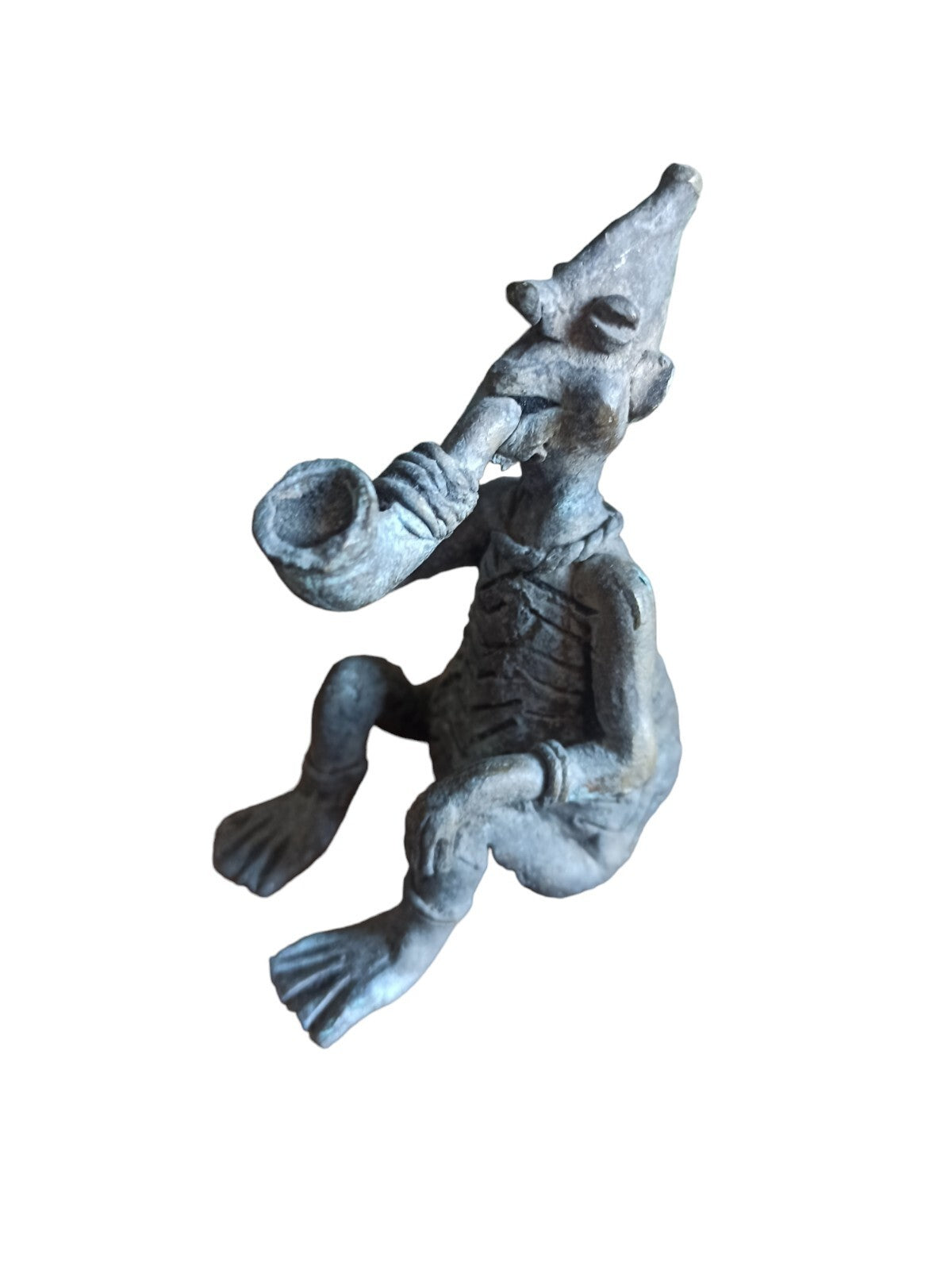 Sculpture figurative africaine bronze musicien XXe décor tribal