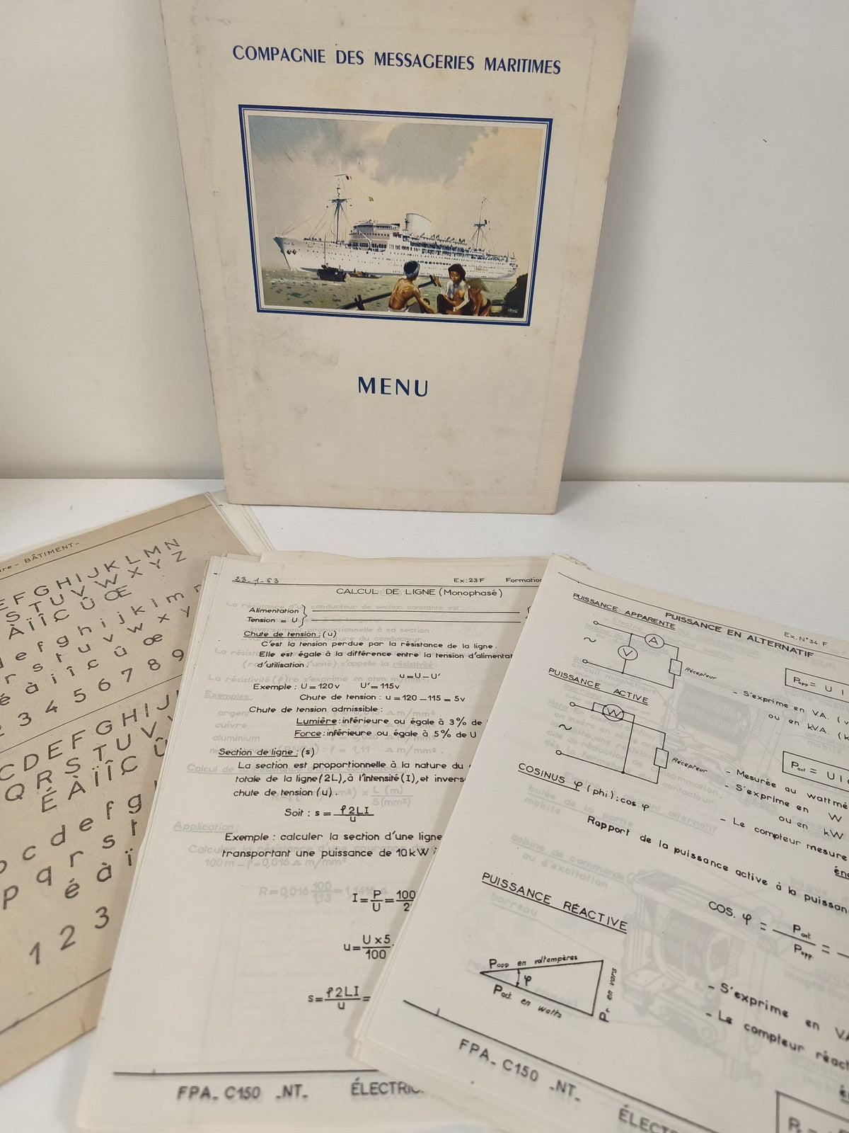 Cahier d?école ancien vintage rétro, manuscrit scolaire collection écriture Fran