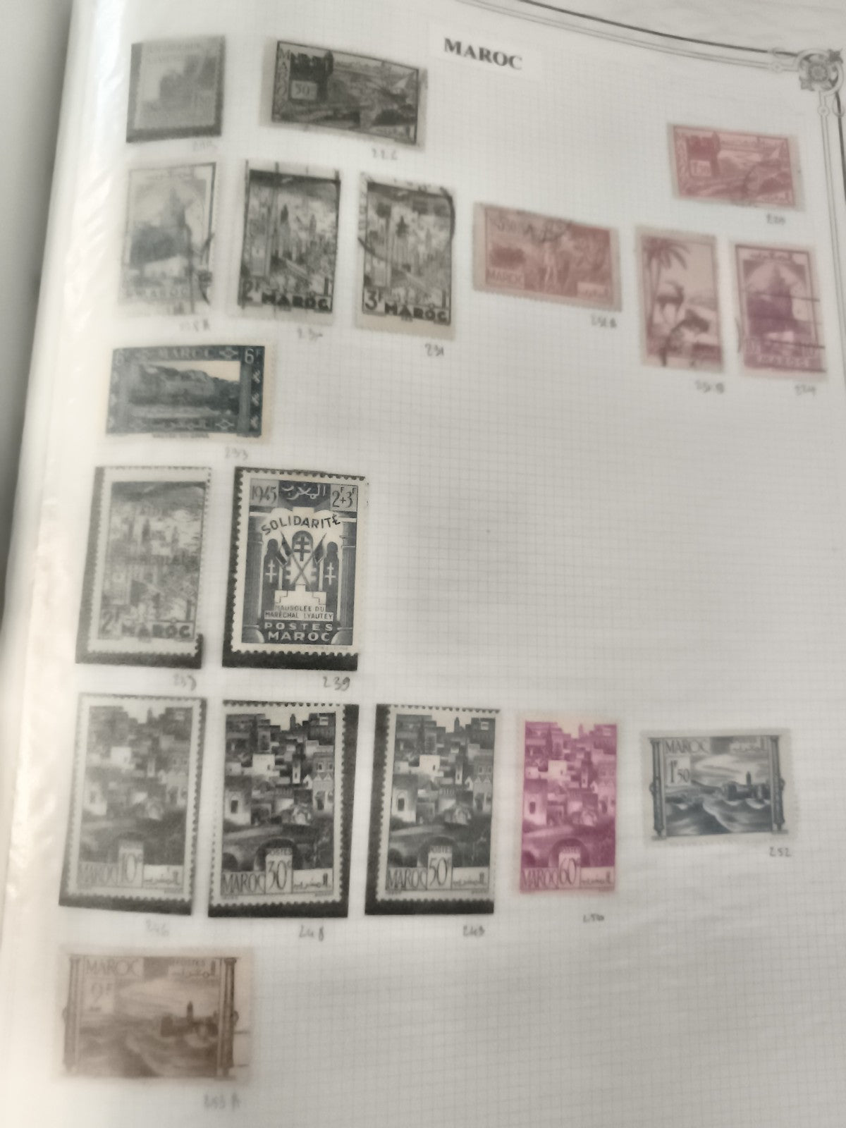 Timbres Maroc anciens oblitérés et neufs, paysages, architecture, philatélie