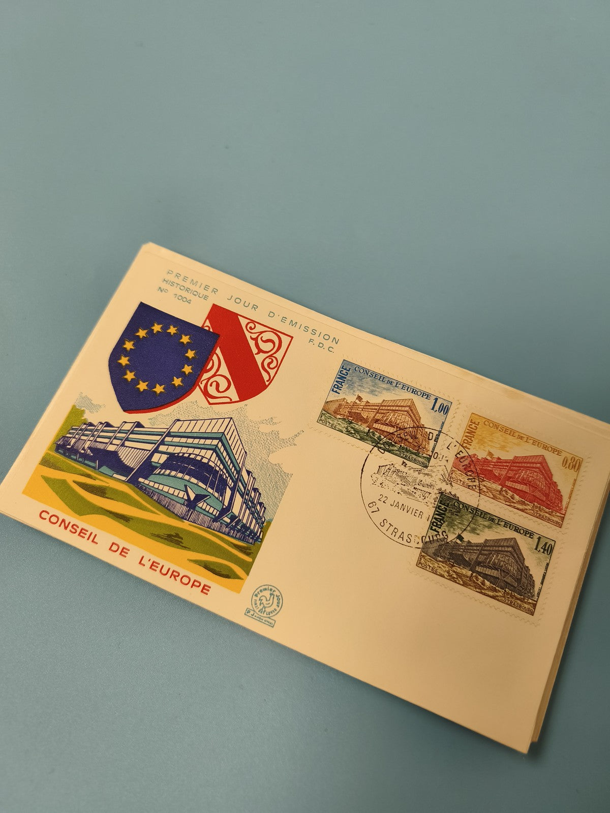 Enveloppe FDC premier jour d?émission Conseil de l?Europe Strasbourg timbrée